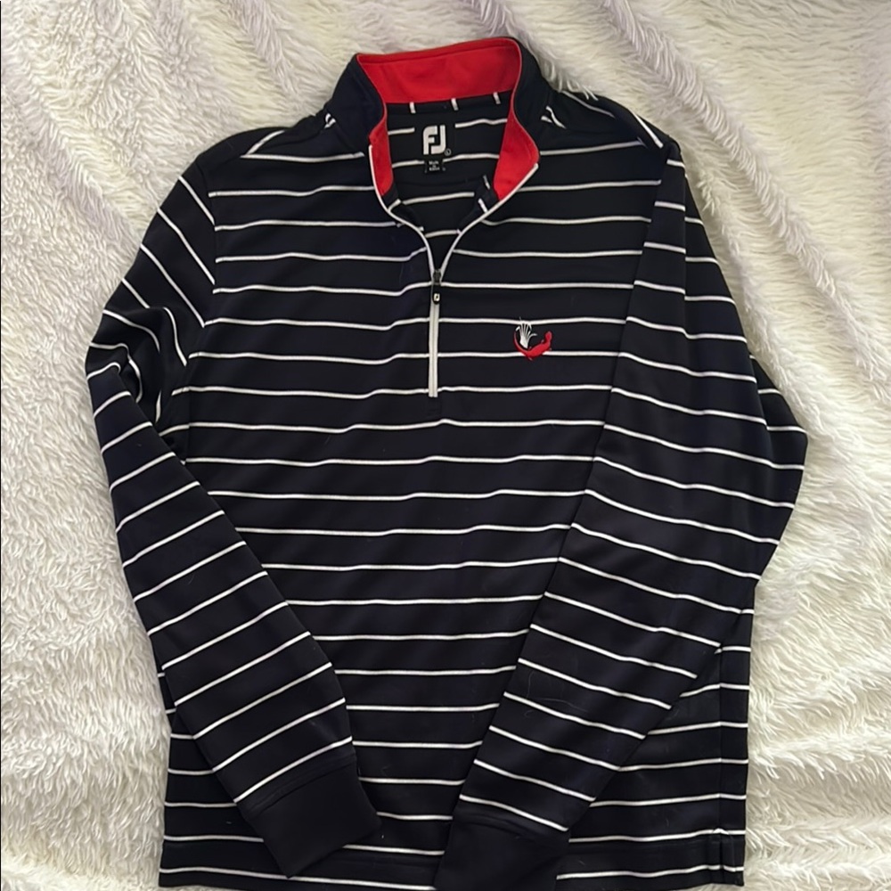 MENS FootJoy Navy and Red Striped Sweatshirt